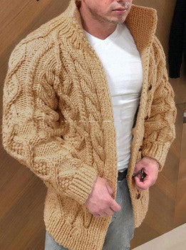 Maglione cardigan con bottoni in corda da uomo