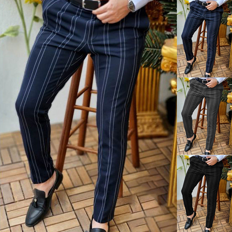 Men's Pair Of Striped Straight Leg Pants