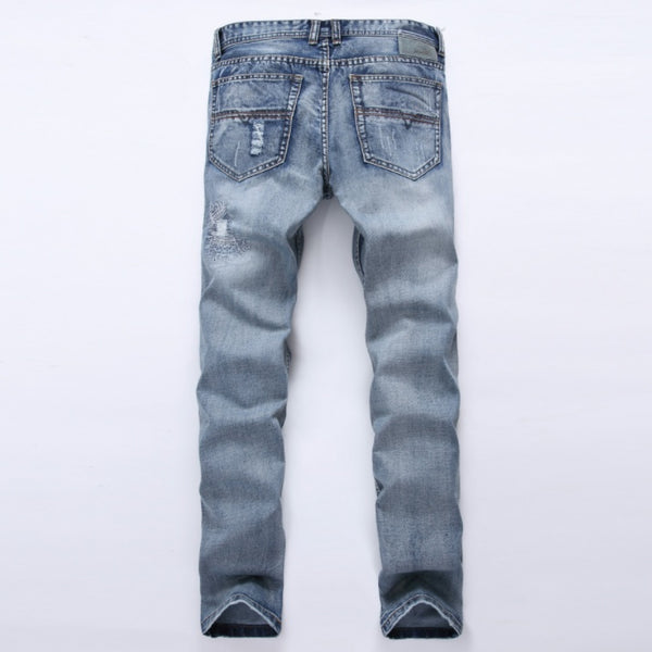 Light Blue Slim Fit Distressed Denim Joggers