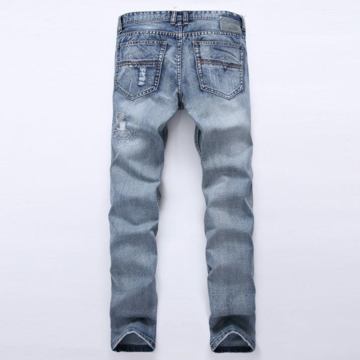 Light Blue Slim Fit Distressed Denim Joggers