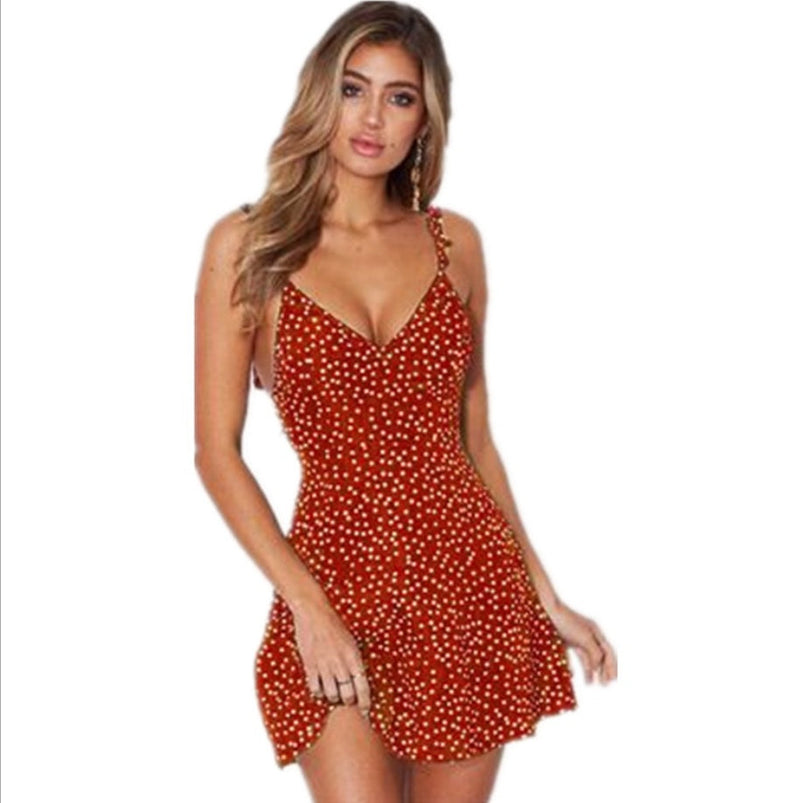 Polka-dot Strappy summer Dress Women