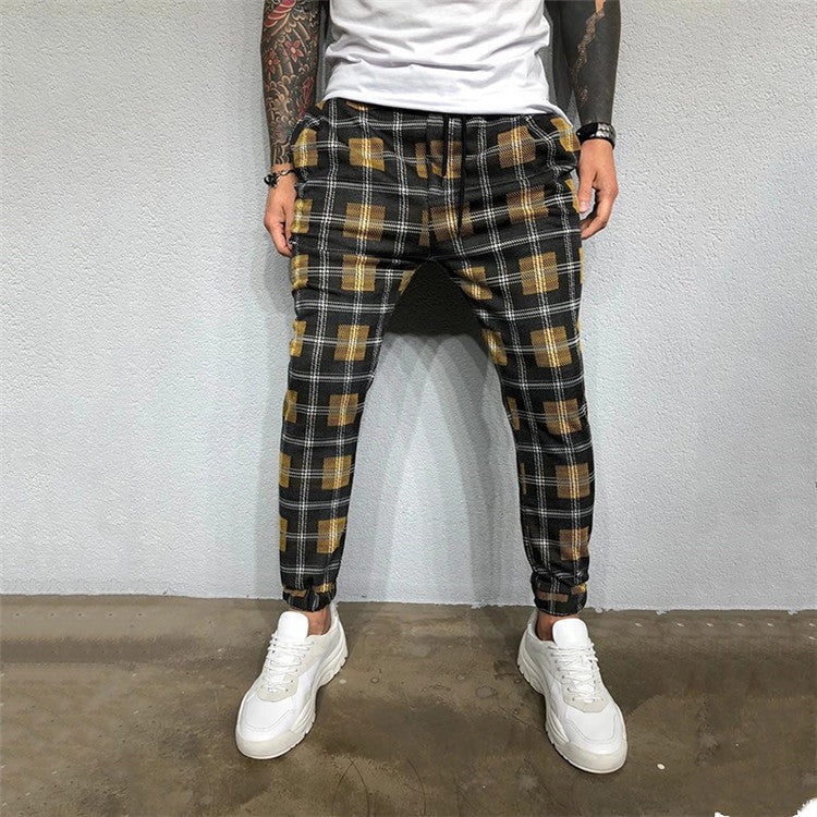 Men's leisure printed Plaid trousers