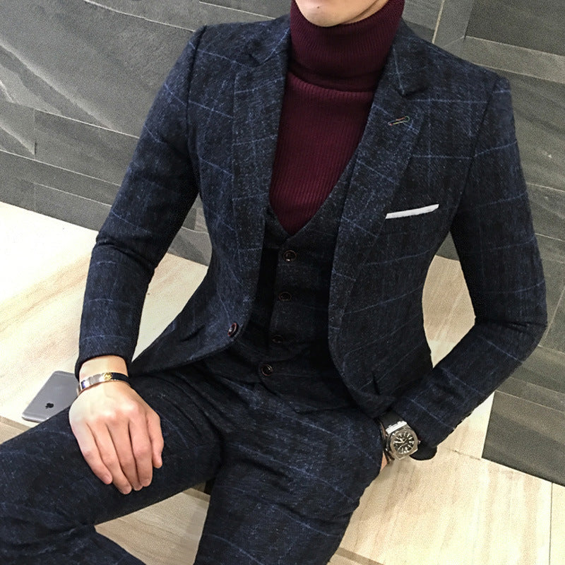 Thick Slim Fit Plaid Suit