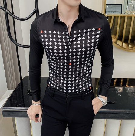 Slim Patterned Long Sleeve Shirt