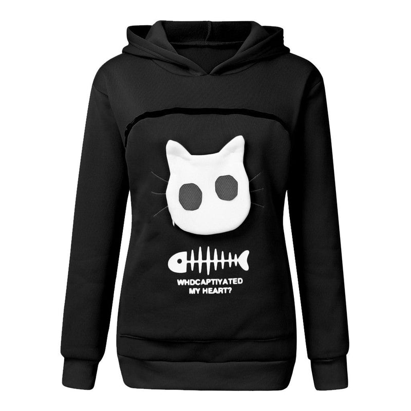 Hooded Sweatshirt With Cat Pet Pocket