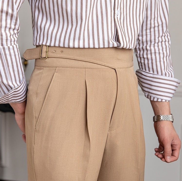 Monza Gurkha Straight Leg Pleated Trousers