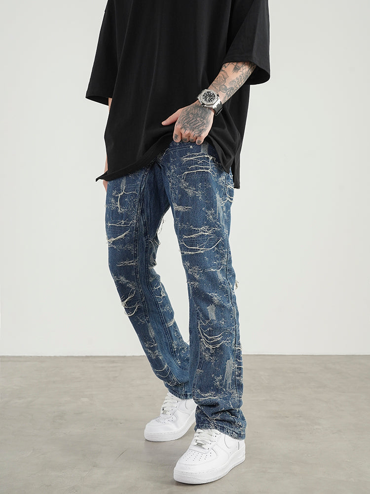 Cat Whiskers Deconstructed Micro Flared Jeans Men