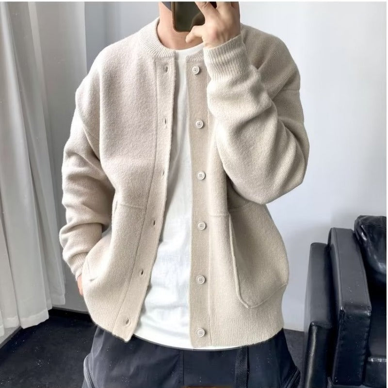 Maglione girocollo in cardigan di lana