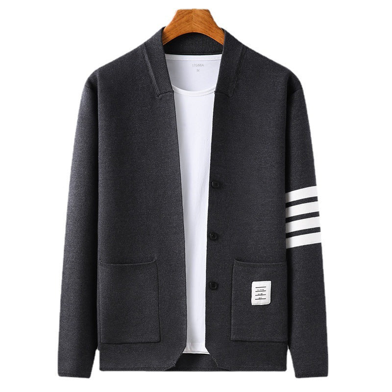 Men's V-neck Slim-fit Cardigan Coat