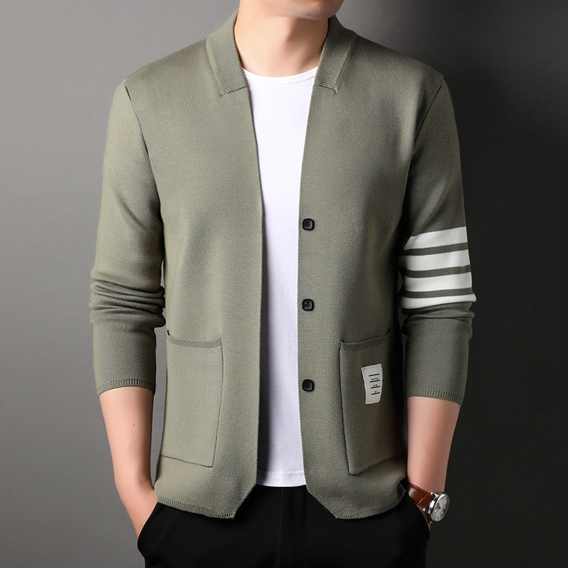 Men's V-neck Slim-fit Cardigan Coat