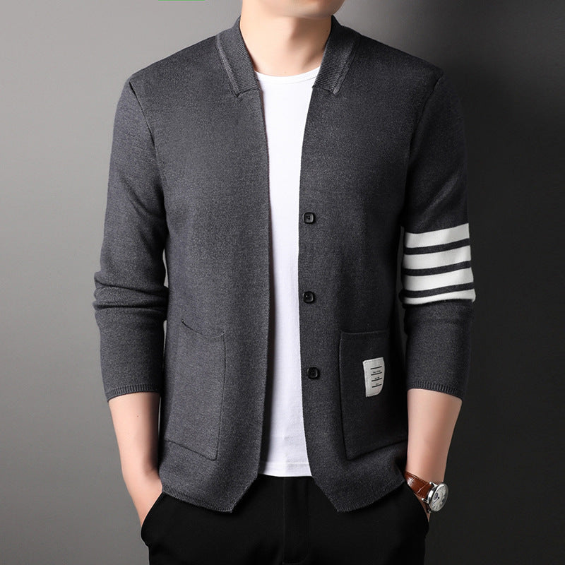 Men's V-neck Slim-fit Cardigan Coat