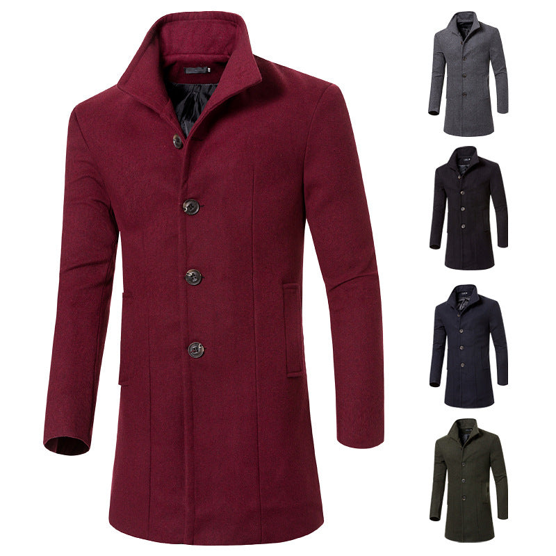 Fashion lapel long coat men's wool coat