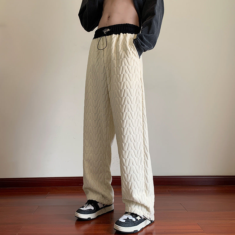 Jacquard Chenille Drawstring Jogger Pants