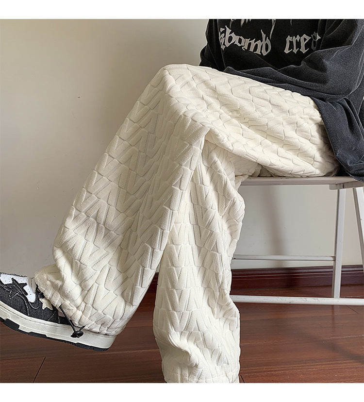 Jacquard Chenille Drawstring Jogger Pants