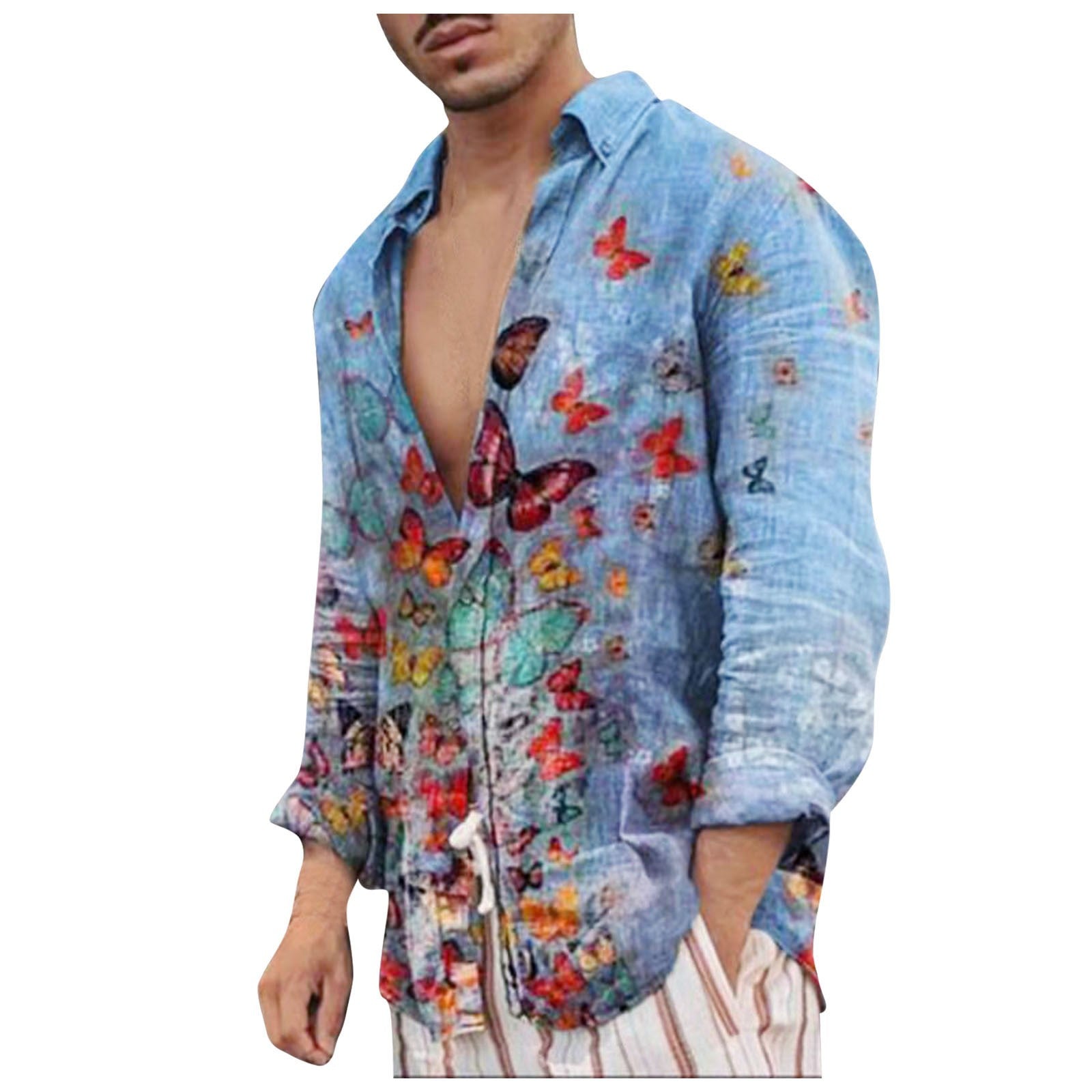 European And American Men's Long-sleeved Shirt Casual Printing