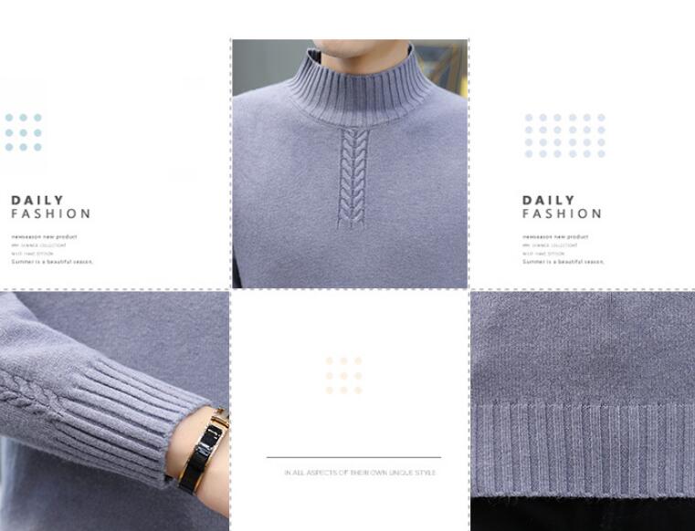 Men's Pure Color Half Collar Sweater