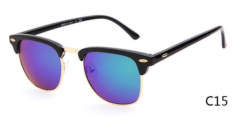 metal half frame sunglasses