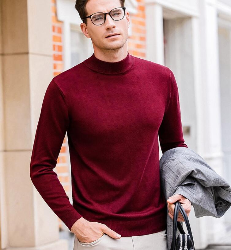 Maglione in lana a collo mezzo da uomo autunno inverno