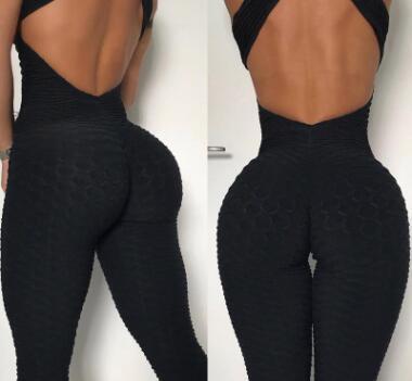 Yoga Jumpsuit Cross Design Backless Tracksuit