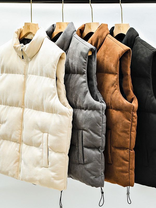 Semplice gilet imbottito in cotone con collo alto per uomo