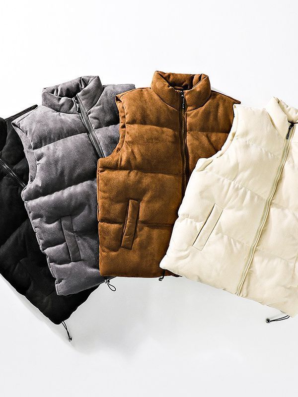 Semplice gilet imbottito in cotone con collo alto per uomo