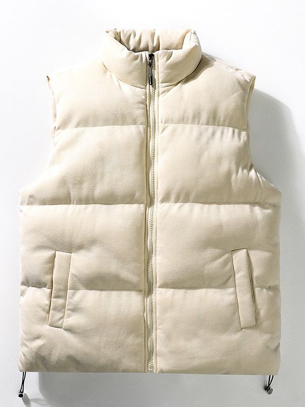 Semplice gilet imbottito in cotone con collo alto per uomo