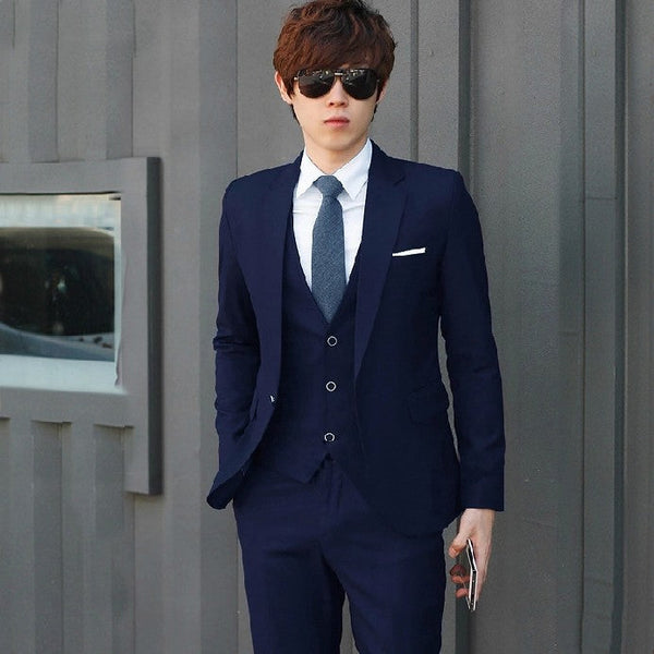 three-piece men's wedding plus business suit