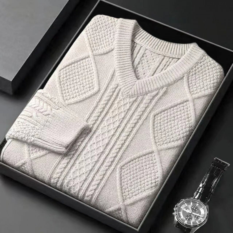 High-end Thickened V-neck Autumn And Winter Thermal Base Sweater