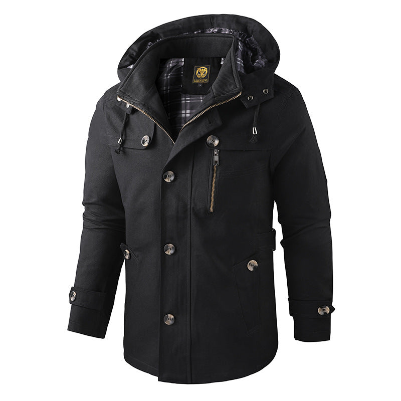 Mid-length Men's Hooded Jacket