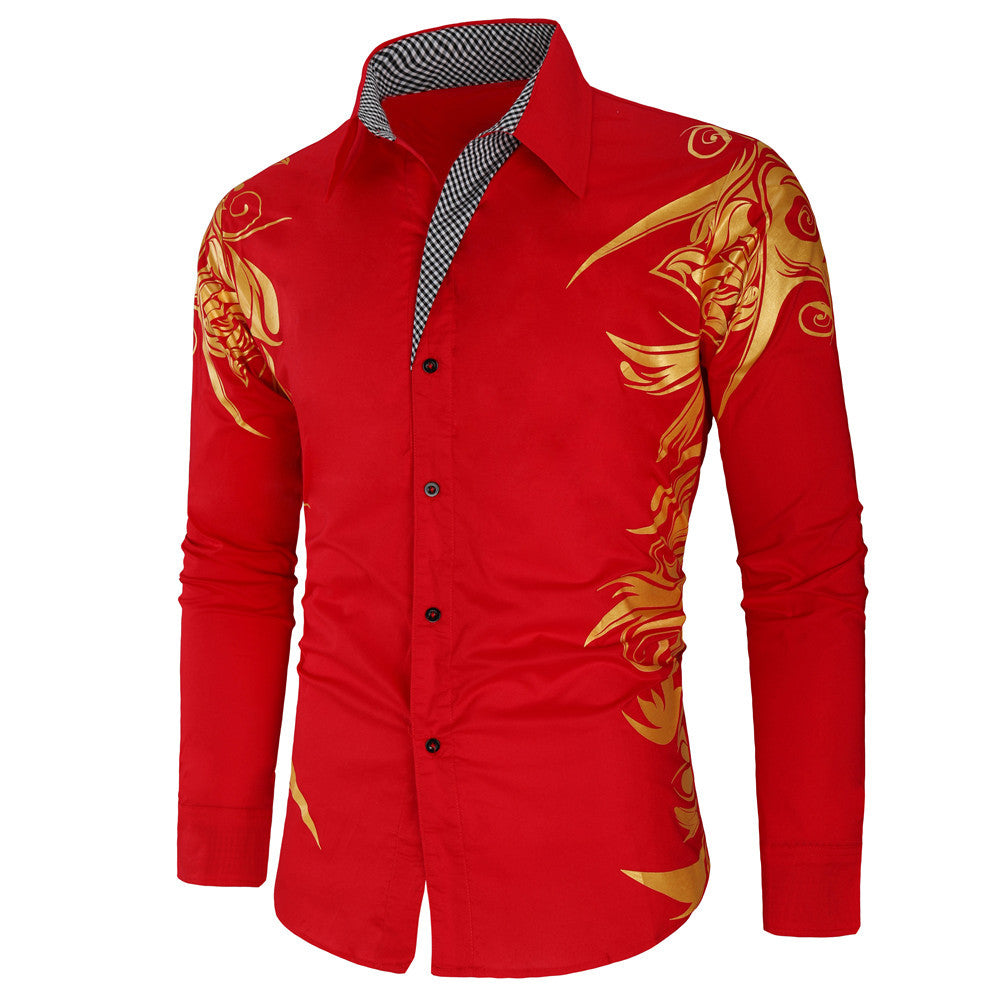 Fashion bronzing printed shirt men