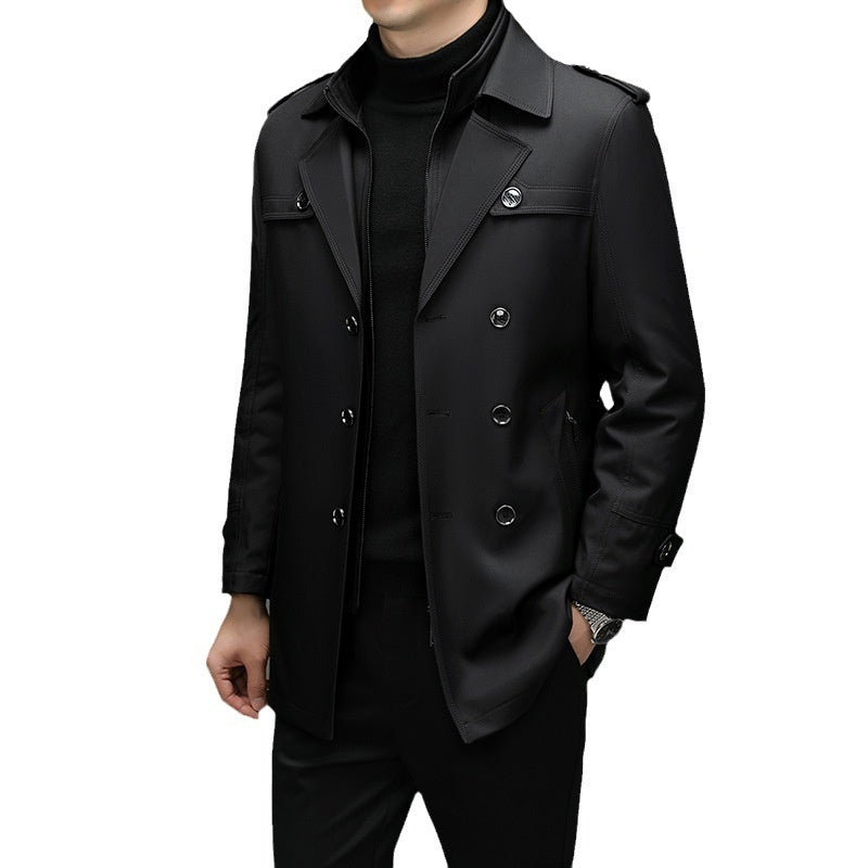 Men's Duster Mid-length Detachable Liner coat With Cotton Belt