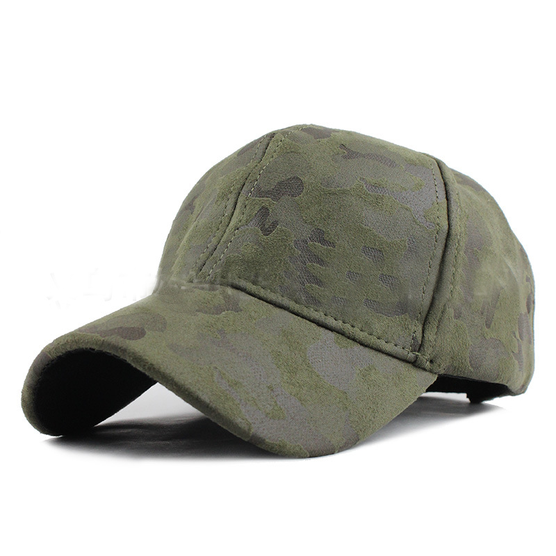 Camouflage suede baseball cap