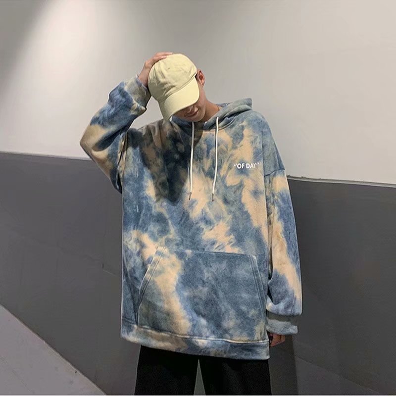 Oversized Gradient Sweater Men's Plus Fleece Hoodie