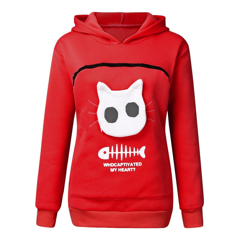 Hooded Sweatshirt With Cat Pet Pocket