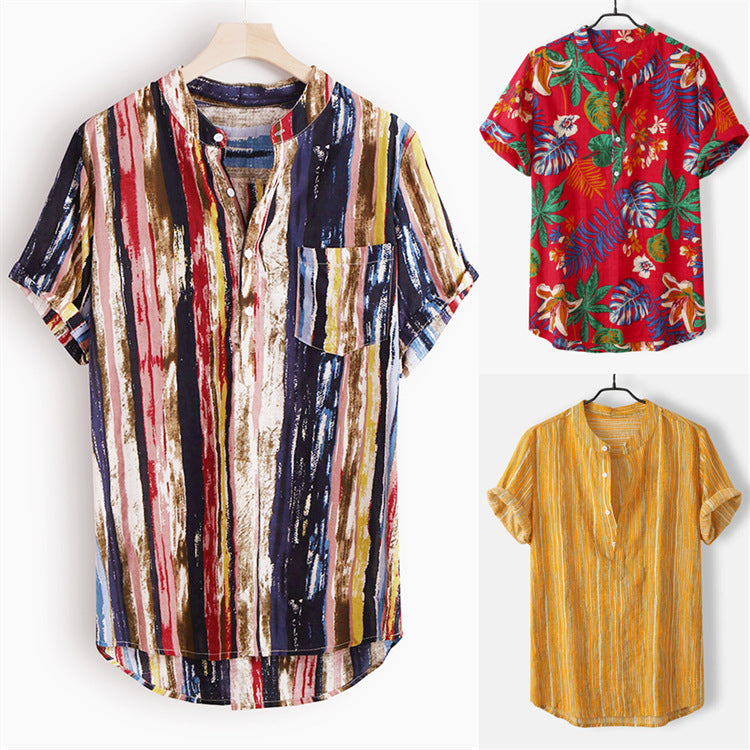 Men's printed short-sleeved shirt