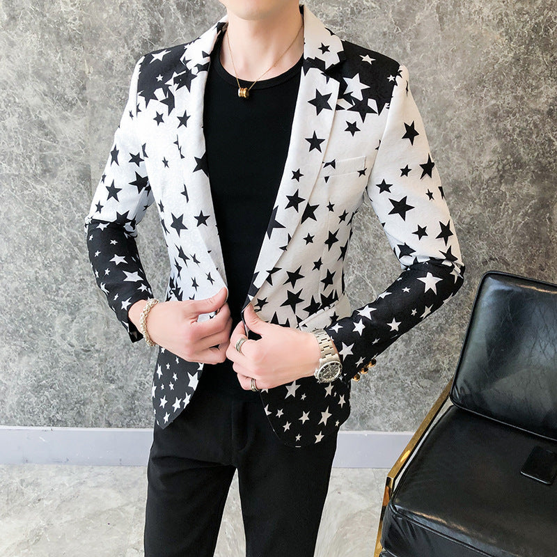 Printed Small Suit Long Sleeve stage performance blazer Jacket