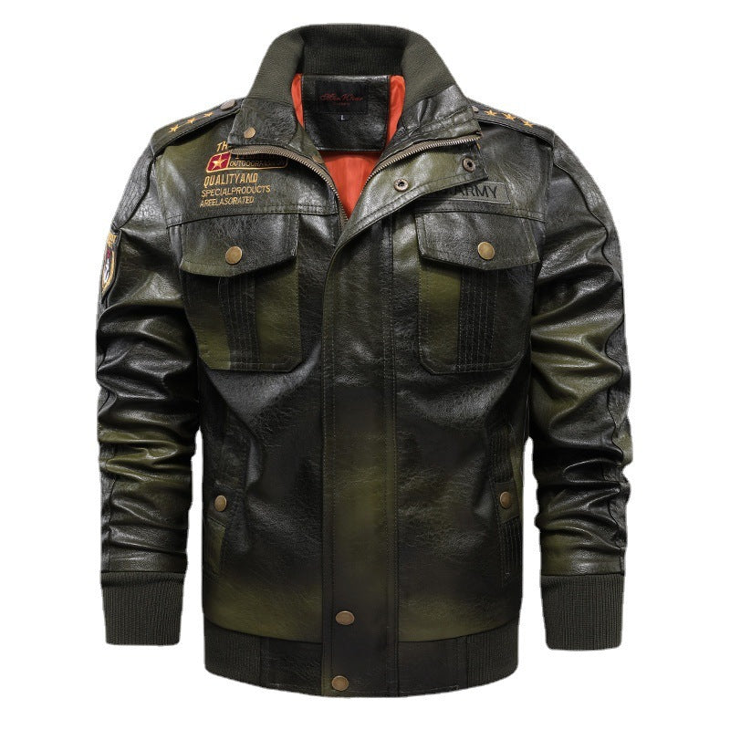 Men's Stand-up Collar Slim Fit Short leather jacket