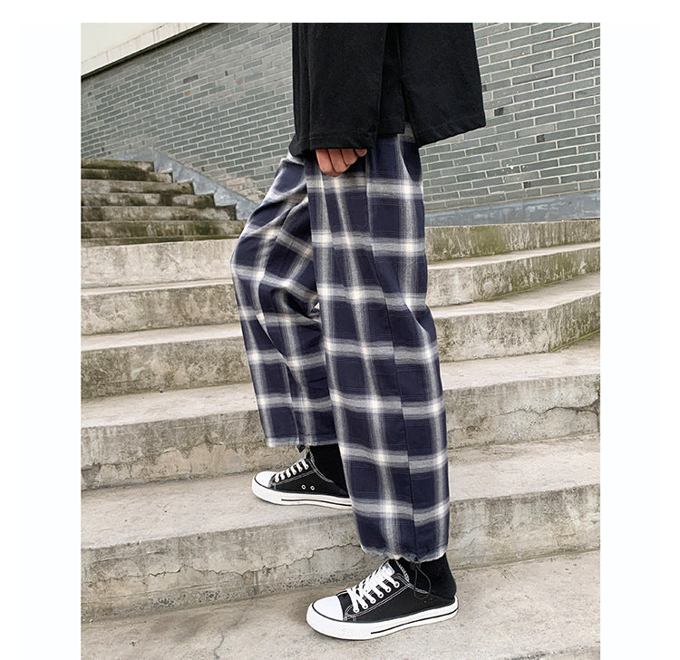 Check beam casual pants