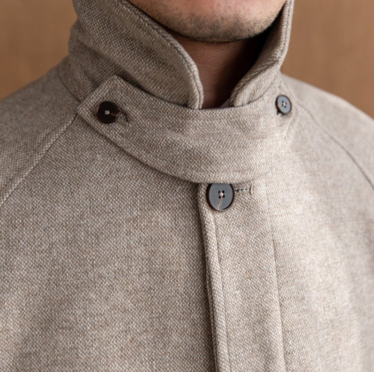 Royal Crescent Wool Blend Belted Raglan Coat