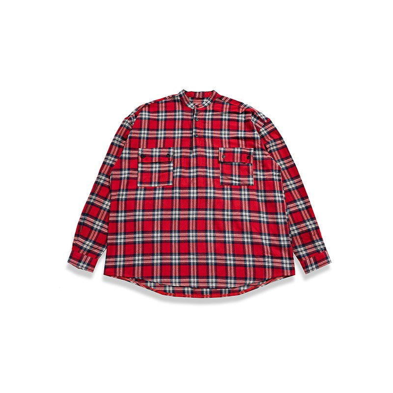 Plaid pullover button shirt