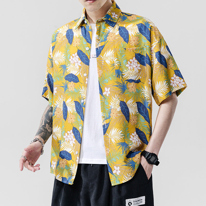 Beach couple casual short sleeve printed shirt