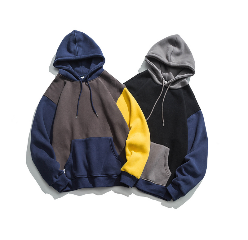 Loose sleeves contrast hoodie