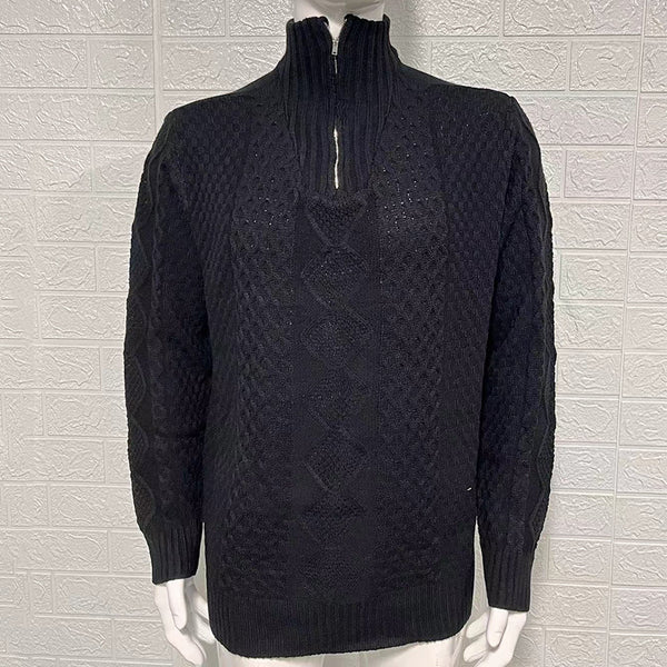 Knitted Zipper Turtleneck Long Sleeve Sweater
