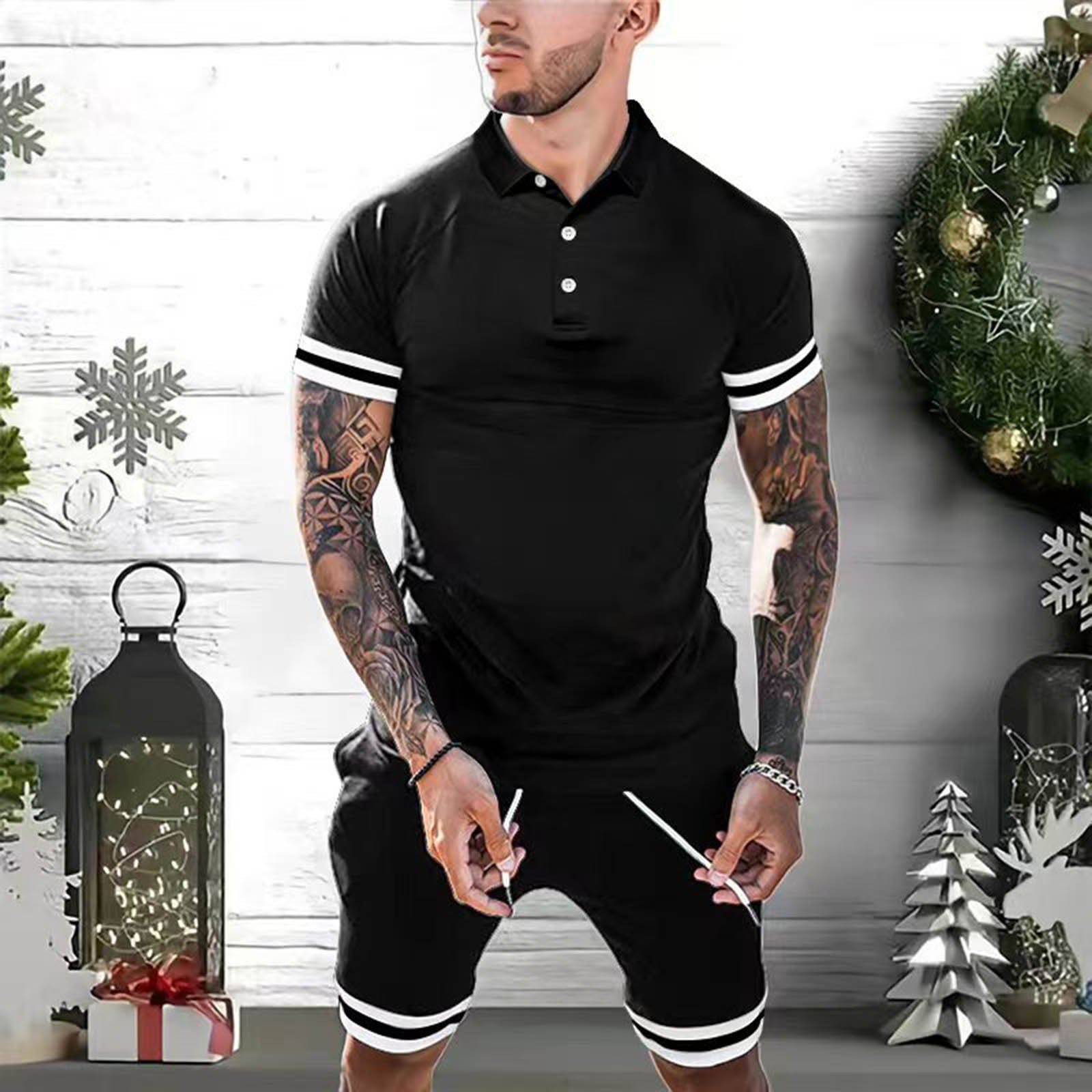 Mens 2 Piece Polo Shirt Tracksuits