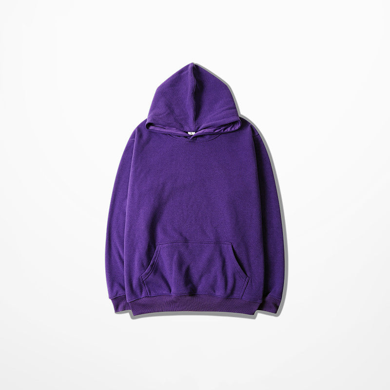 Solid Color Loose Shoulder Hoodie