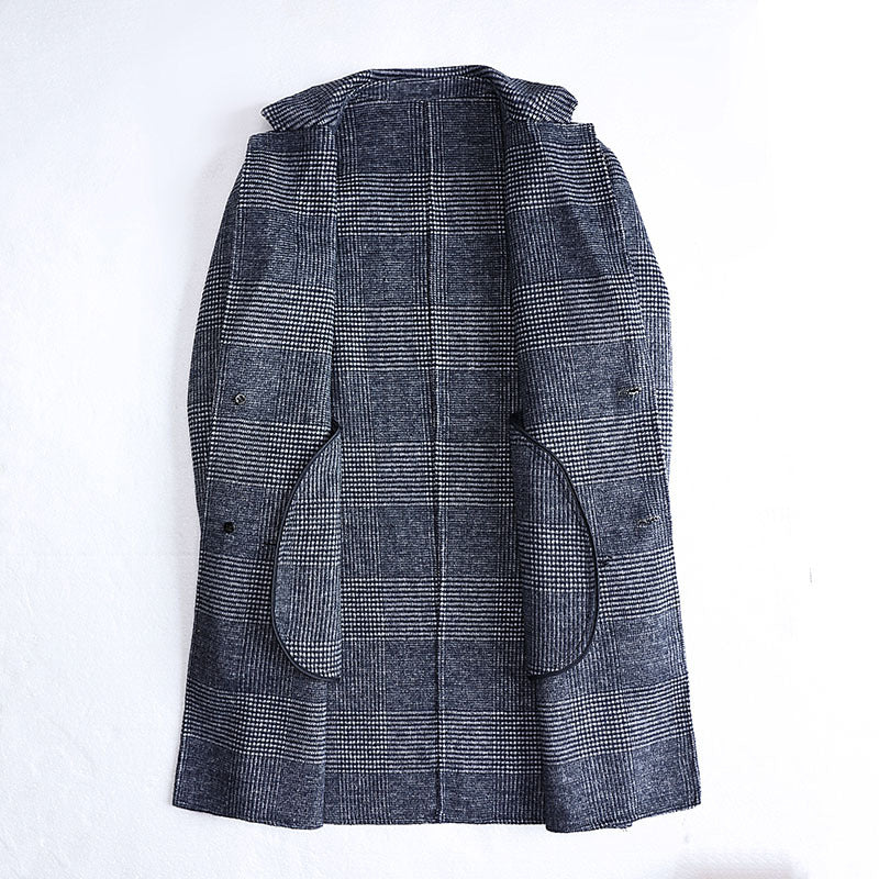 Men's Plaid Double-sided Woolen trench Coat