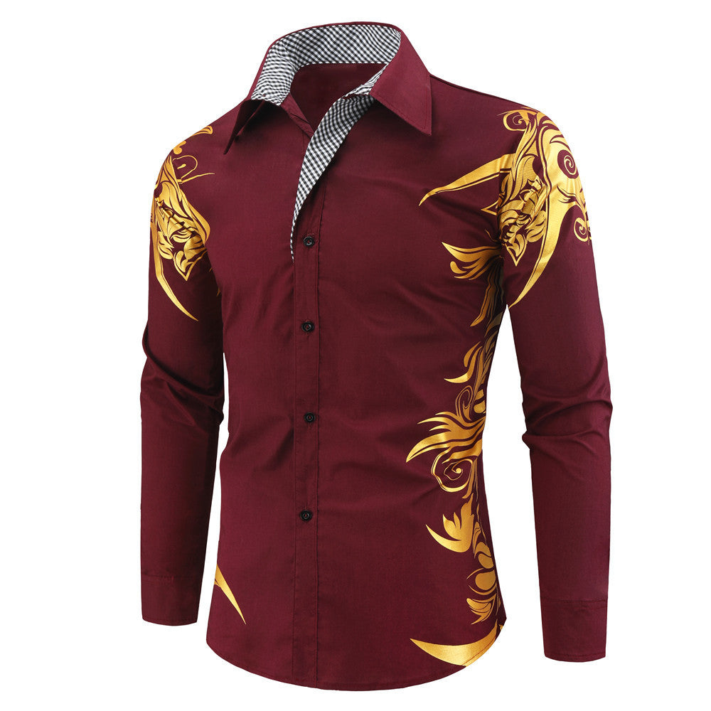 Fashion bronzing printed shirt men