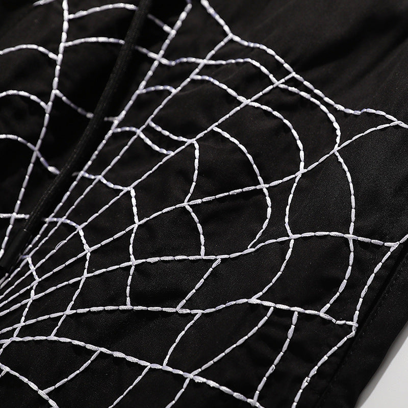 Spiderweb embroidered sweatpants