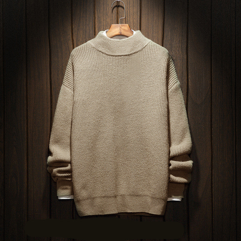 Fleece knit roll sweater