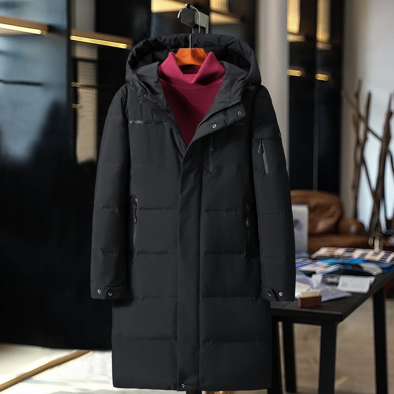 Long padded down jacket for men